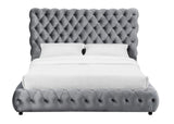 Flory Gray King Upholstered Platform Bed by Crown Mark at Eve Furniture