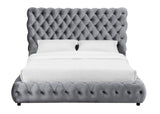 Flory Gray Queen Upholstered Platform Bed by Crown Mark at Eve Furniture