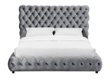 Flory Gray Queen Upholstered Platform Bed by Crown Mark at Eve Furniture