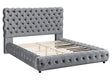 Flory Gray Queen Upholstered Platform Bed by Crown Mark at Eve Furniture