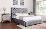 Flory Gray Queen Upholstered Platform Bed by Crown Mark at Eve Furniture