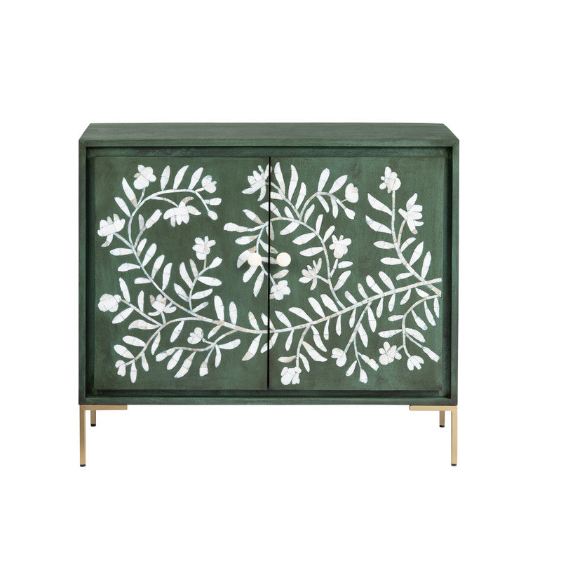 Flourish Green/White Two-Door Cabinet by Crestview at Eve Furniture
