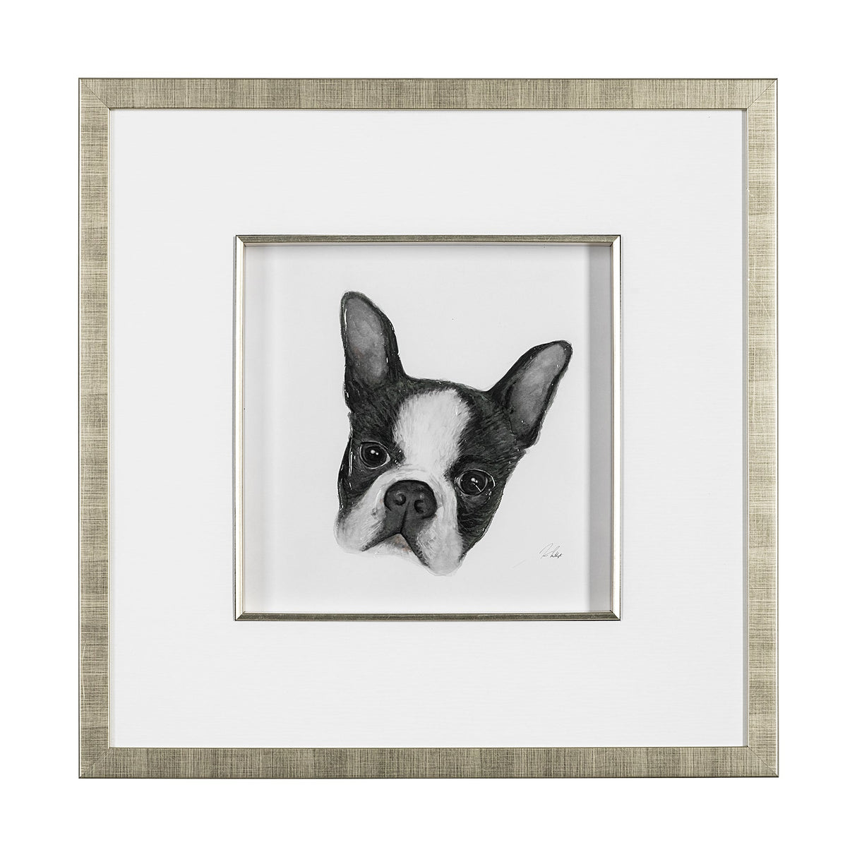 Floyd (Boston Terrier 1) by Mercana Studio Hand Embellished Framed Art Print Matted under Glass by Mercana at Eve Furniture