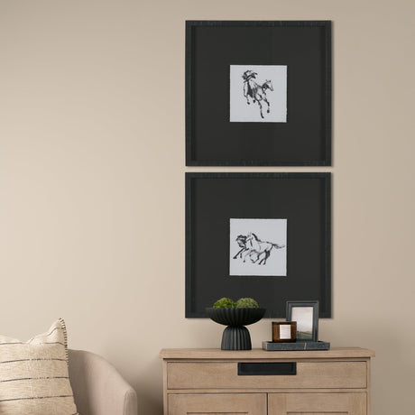 Fluid Gallop by Santhosh ch Hand-Embellished Framed Artwork Matted under Glass by Mercana at Eve Furniture