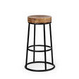 Flynn 26.25" Seat Height Brown Wood Seat Black Metal Frame Stool by Mercana at Eve Furniture