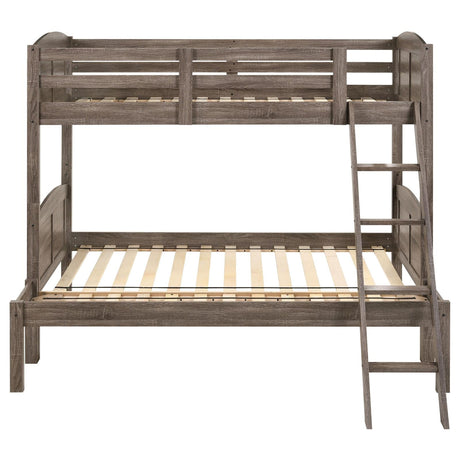 Flynn Weathered Brown Twin over Full Bunk Bed