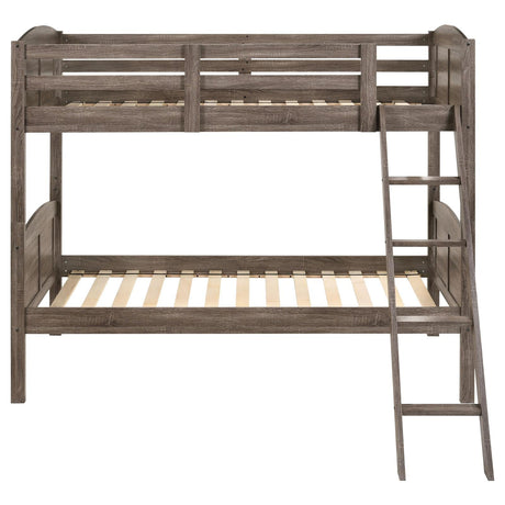 Flynn Weathered Brown Twin over Twin Bunk Bed