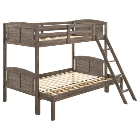 Flynn Weathered Brown Twin over Full Bunk Bed by Coaster at Eve Furniture