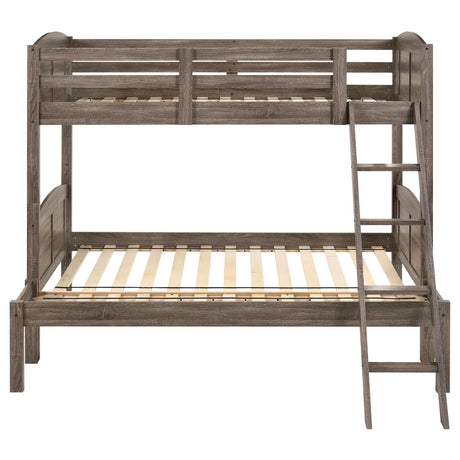 Flynn Weathered Brown Twin over Full Bunk Bed by Coaster at Eve Furniture