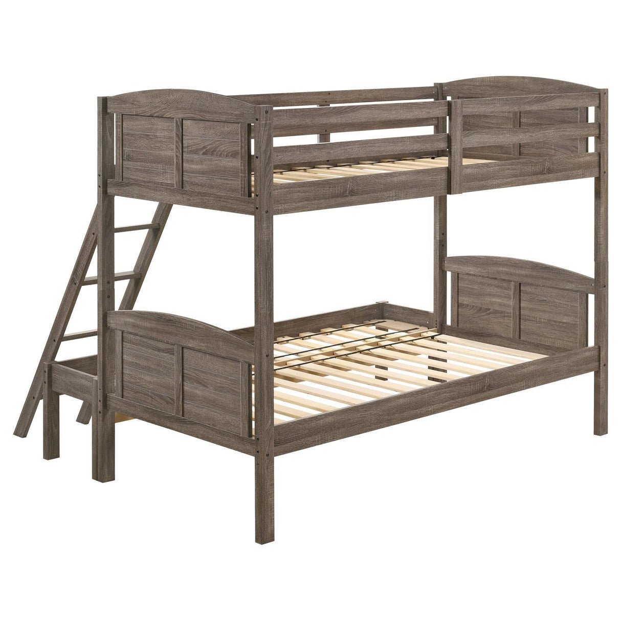 Flynn Weathered Brown Twin over Full Bunk Bed by Coaster at Eve Furniture