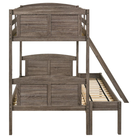 Flynn Weathered Brown Twin over Full Bunk Bed by Coaster at Eve Furniture