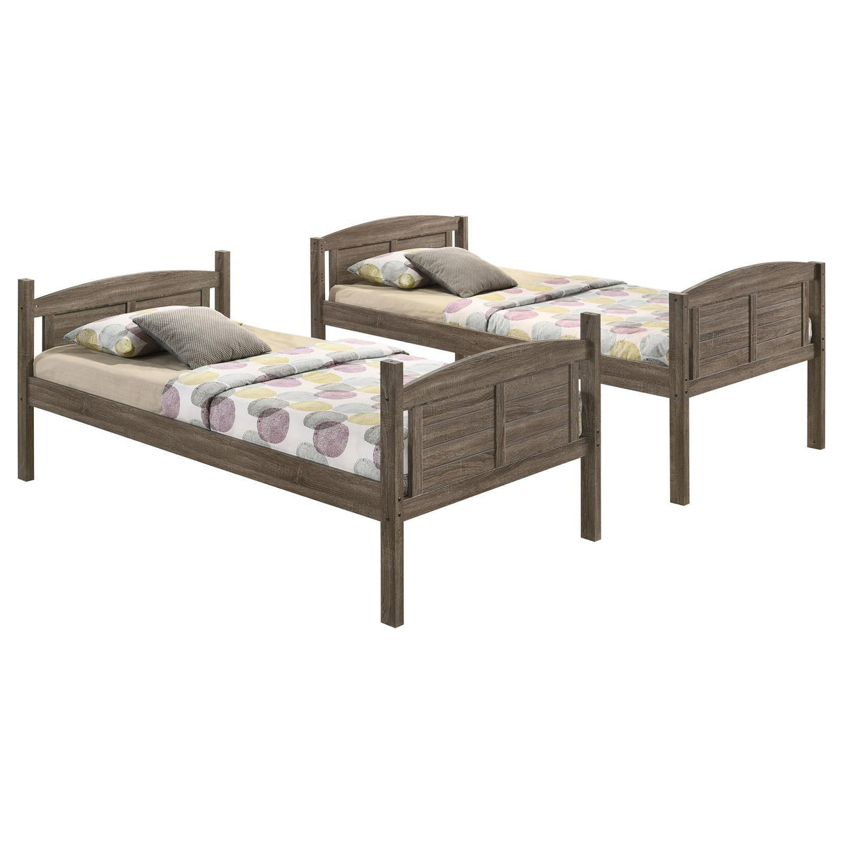 Flynn Weathered Brown Twin over Full Bunk Bed by Coaster at Eve Furniture