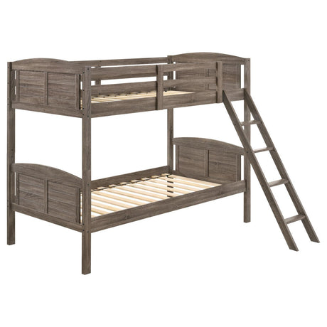Flynn Weathered Brown Twin over Twin Bunk Bed by Coaster at Eve Furniture