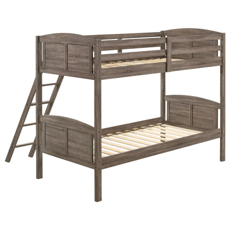 Flynn Weathered Brown Twin over Twin Bunk Bed by Coaster at Eve Furniture