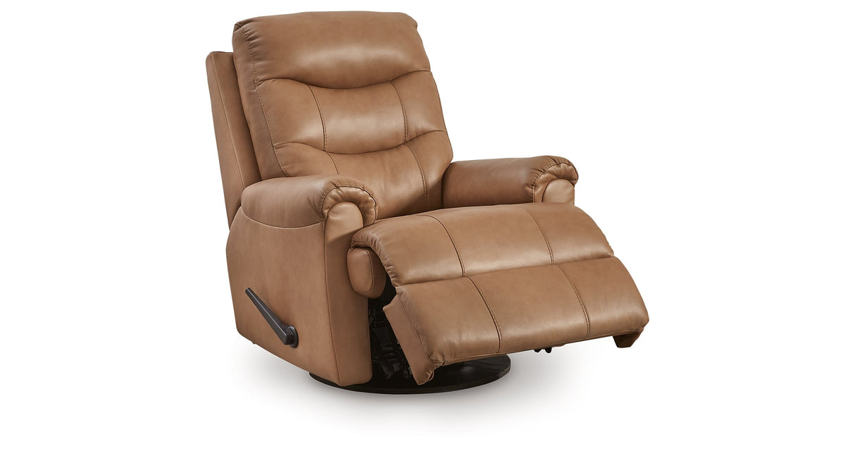 Flynwood Butternut Swivel Glider Recliner by Ashley at Eve Furniture