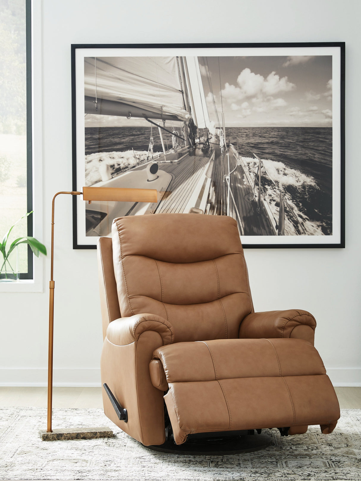 Flynwood Butternut Swivel Glider Recliner by Ashley at Eve Furniture
