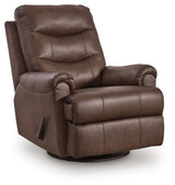 Flynwood Espresso Swivel Glider Recliner by Ashley at Eve Furniture