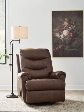 Flynwood Espresso Swivel Glider Recliner by Ashley at Eve Furniture