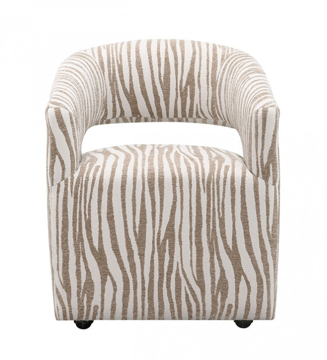 Tresa Meerkat Beige Arm Chair w/ Casters