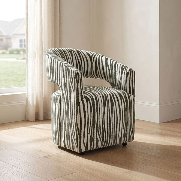 Tresa Savanna Green Arm Chair w/ Casters
