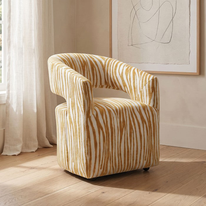 Tresa Masked Weaver Yellow Arm Chair w/ Casters