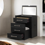 Ashbourne Black Bedside Vanity Set w/ Stool