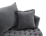 Sofi Drak Gray Button Tufted Swivel Chair