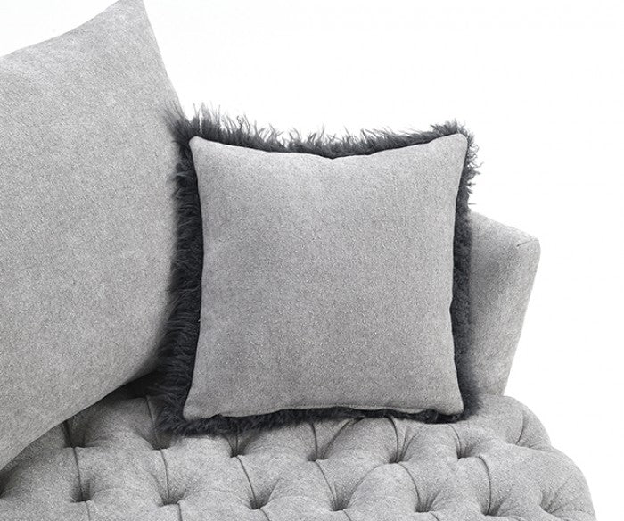 Sofi Light Gray Button Tufted Swivel Chair