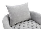 Sofi Light Gray Button Tufted Swivel Chair