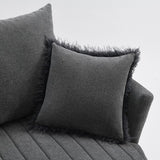 Hoople Dark Gray Channel Tufted Swivel Chair