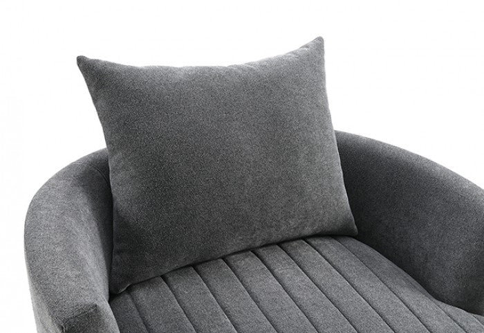 Hoople Dark Gray Channel Tufted Swivel Chair