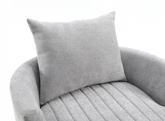 Hoople Light Gray Channel Tufted Swivel Chair