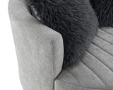 Hoople Light Gray Channel Tufted Swivel Chair