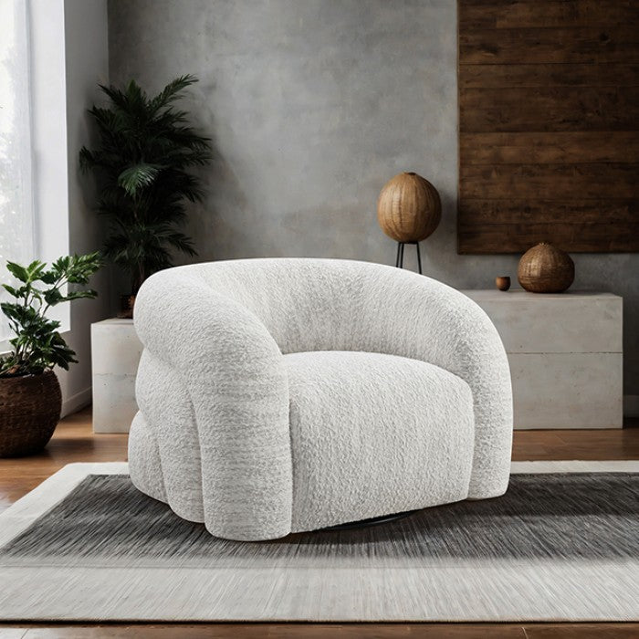 Freja Cotton White Swivel Chair