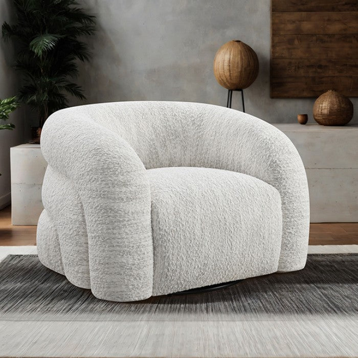 Freja Cotton White Swivel Chair