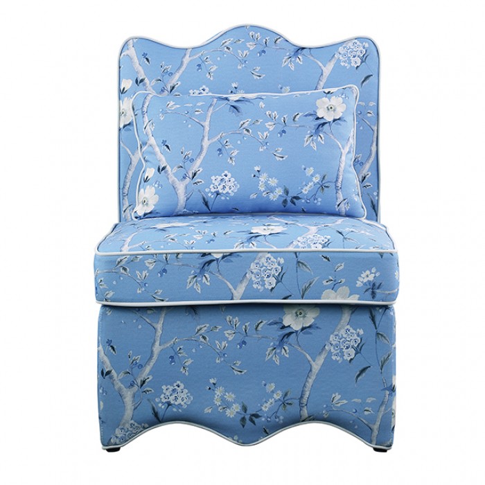 Hemsworth Chinoiserie Sky Blue/White Accent Chair
