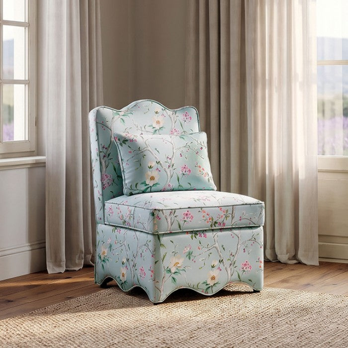 Hemsworth Chinoiserie Pale Blue/Peach Accent Chair