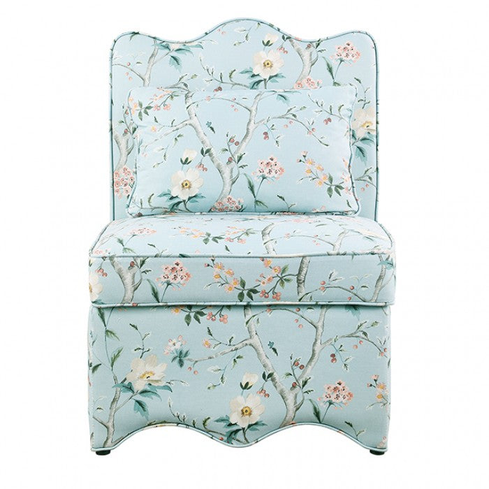Hemsworth Chinoiserie Pale Blue/Peach Accent Chair