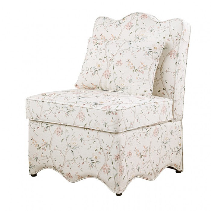 Hemsworth Chinoiserie White/Pink Accent Chair