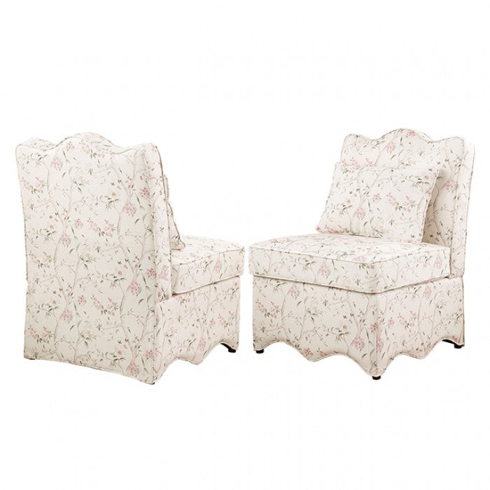 Hemsworth Chinoiserie White/Pink Accent Chair