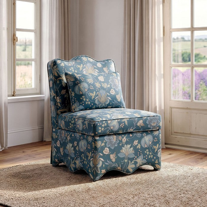 Hemsworth Jacobean Peacock Blue Accent Chair