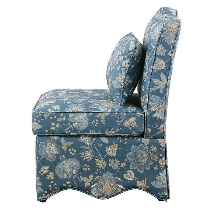 Hemsworth Jacobean Peacock Blue Accent Chair
