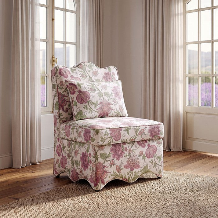 Hemsworth Jacobean Floral Blossom Pink Accent Chair