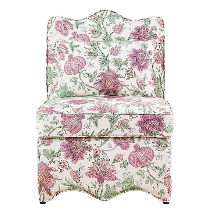 Hemsworth Jacobean Floral Blossom Pink Accent Chair