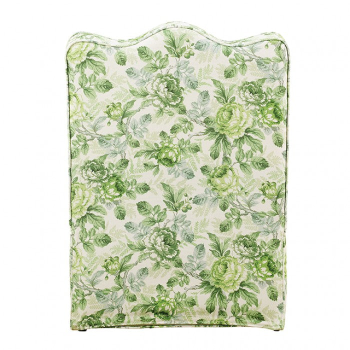 Hemsworth Seaside Cabbage Rose Green/White Accent Chair