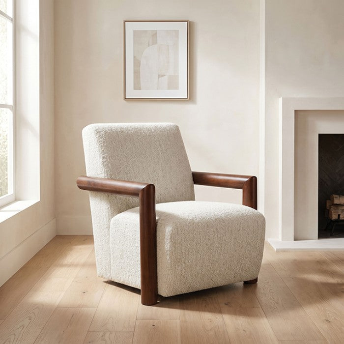 Esher Egret Beige / Walnut Accent Chair
