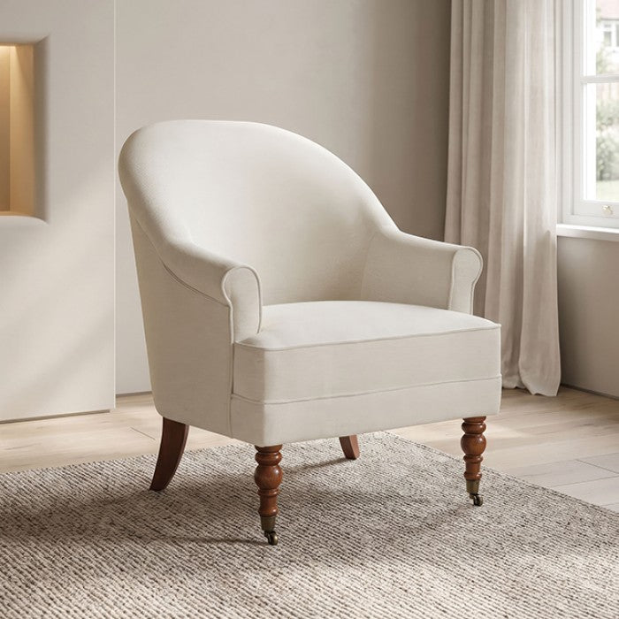 Raelyn Cotton Fog / Walnut Accent Chair