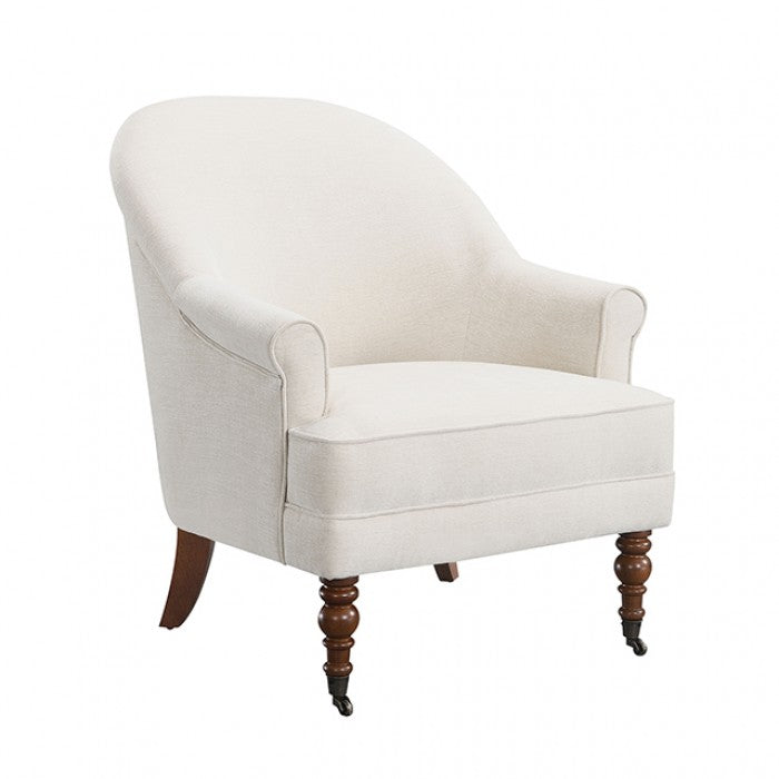 Raelyn Cotton Fog / Walnut Accent Chair