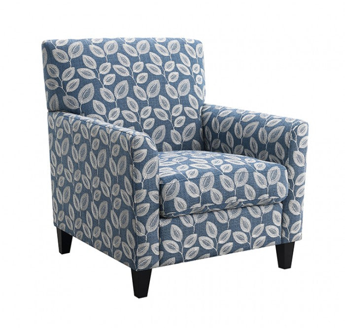 Ivey Botanical Blue/Egret White Accent Chair