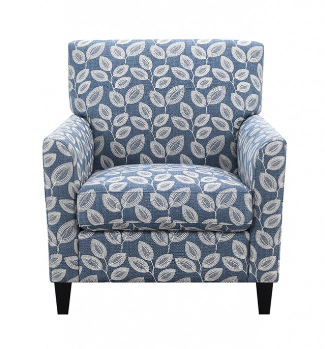 Ivey Botanical Blue/Egret White Accent Chair